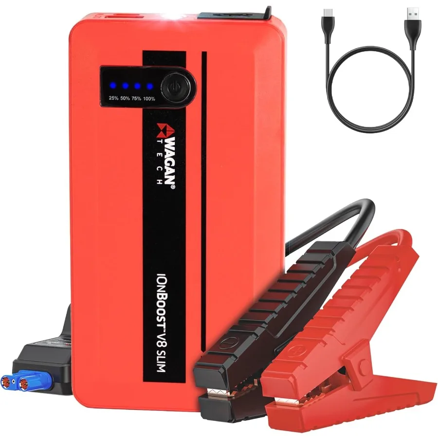 

V8 Slim Jump Starter 1200A Peak 12V Портативный литиевый усилитель автомобильного аккумулятора для газа до 4,0 л V8 или 2,0 л дизельного дизельного двигателя 12 В с