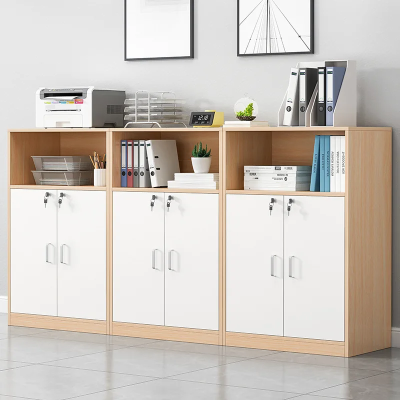 File Cabinet Office with Drawer with Lock Low Cabinet Wood Data Storage Cabinet Printer Document Cabinet Partition Side Cabinet