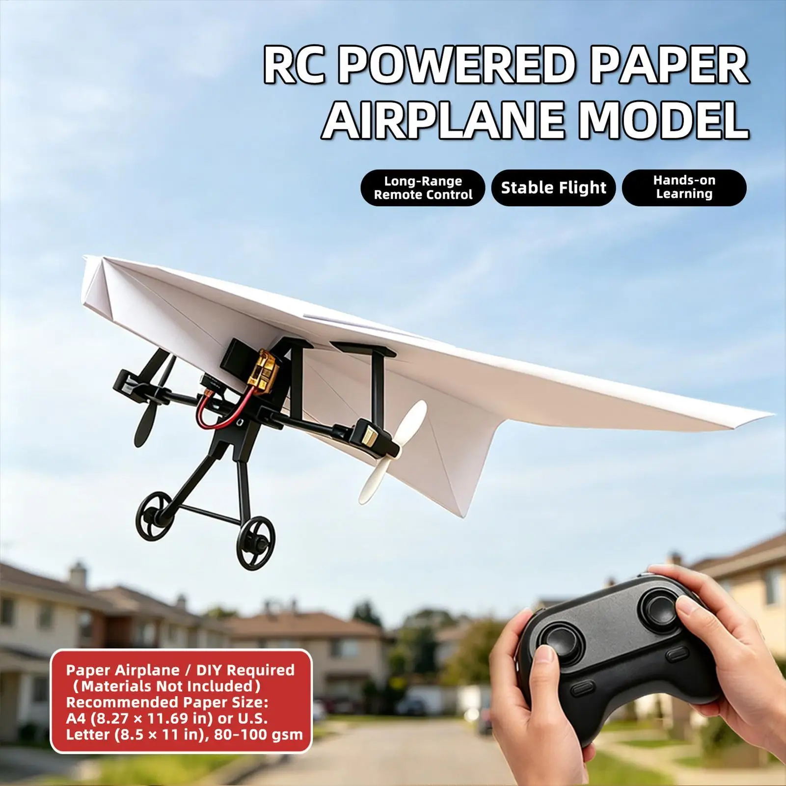 DIY RC Paper Airplane Kit Plane Toy With Gyro Stabilizer Electric Remote Control Plane For Boys Girls Backyard Park Beach view 4