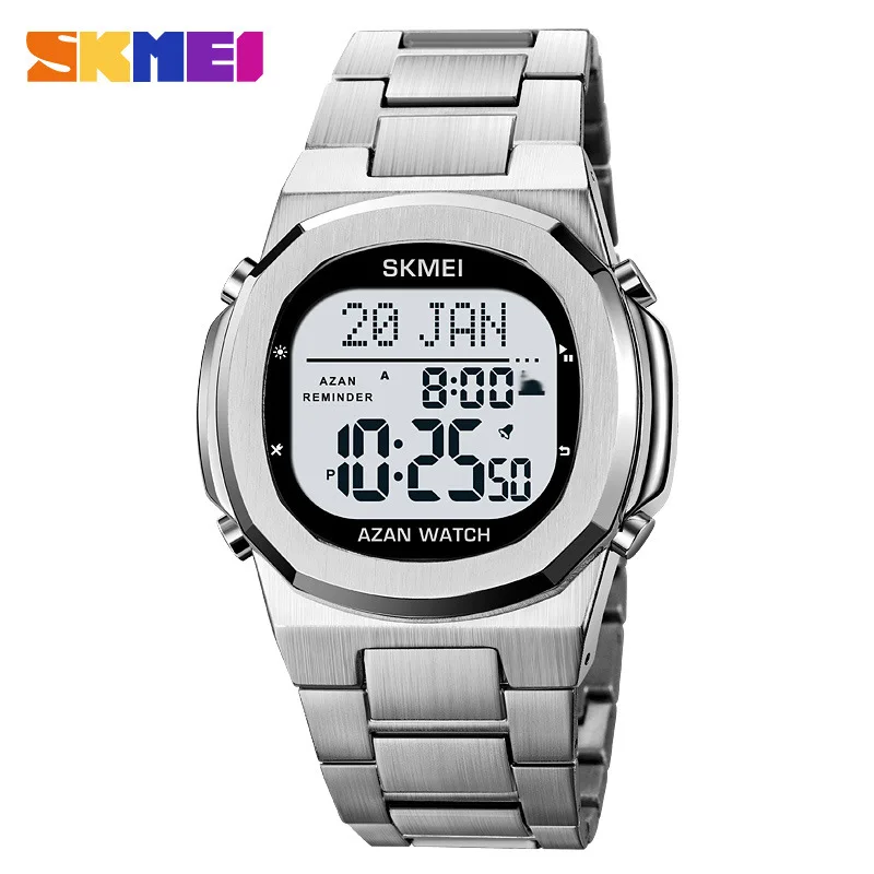 ساعة SkmeiMen الإلكترونية ساعة المدينة التبديل المرجعية الاتجاه موجه ساعة إلكترونية متعددة الوظائف