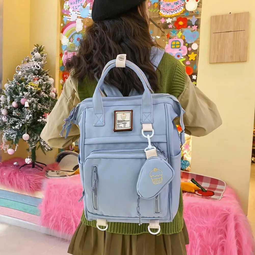 Ice Cream Coin Purse Backpack Multi-compartment Student Backpack with Handle Coin Purse Capacity Zipper Closure for School