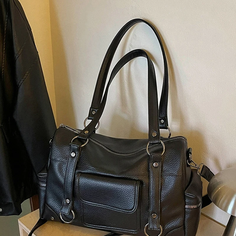 Umhängetasche mit mehreren Taschen, Damen-Einkaufstasche mit großem Fassungsvermögen, lässige Vintage-Tragetasche, leichte, vielseitige Einkaufshandtasche für den Arbeitsweg – Detail 5