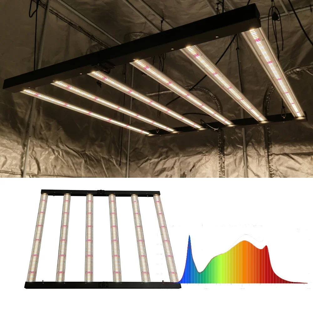 Lámpara Led de cultivo regulable y plegable, sistema de cultivo interior con cadena de margaritas de 6 barras, luz de cultivo de plantas para invernadero de interior