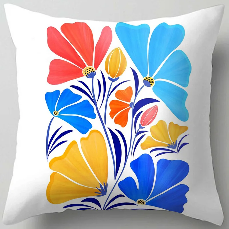 Nordic simple flowers and leaves green plant printing pattern cushion cover home living room sofa decoration pillow