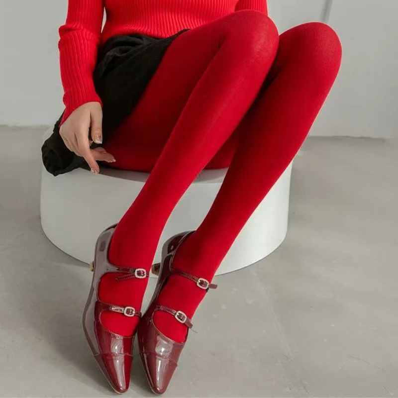Red Sexy Tights Women Smooth Thin Slim Stocking High Waist Transparent Pantyhose High Elasticity One Piece Ultra Thin Stockings