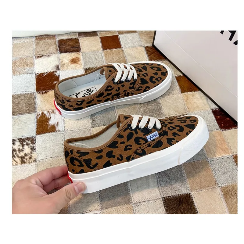 Superone Leopard Print Canvas Women Shoes Casual Skate Sneakers Shallow Platform Vulcanized Shoes Female Zapatillas De Deporte