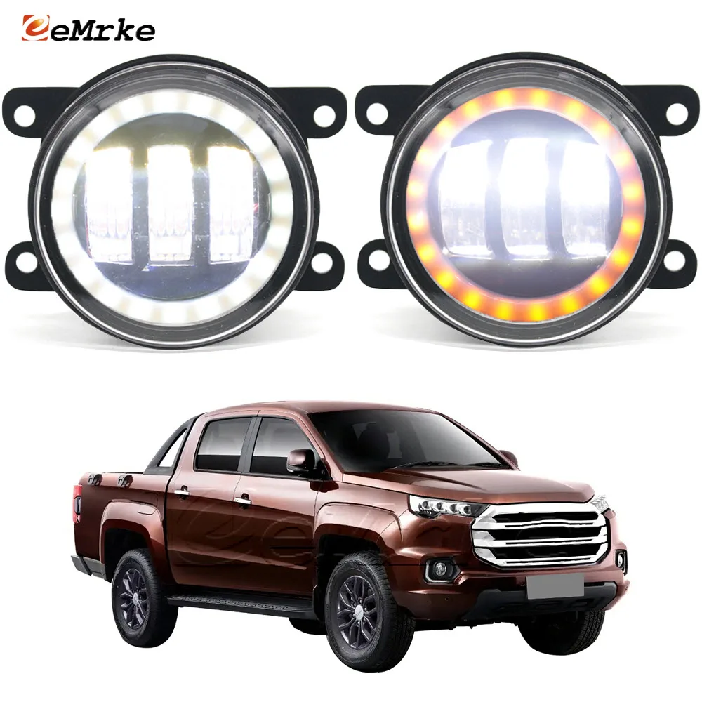 Led Fog Lights PTF 30W Lens For JMC Vigus Plus 2022 2023 White Angel Eye DRL Yellow Car Turn Signal Light Daytime Running Lamp