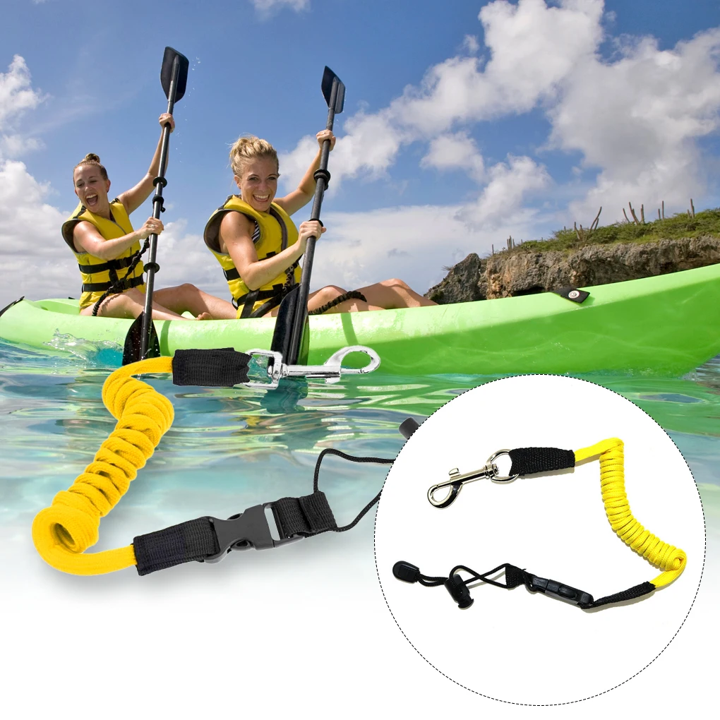 2 Pieces Kayak Paddle Leash Lanyard Anti-Dropping Cord Water Sports Yellow
