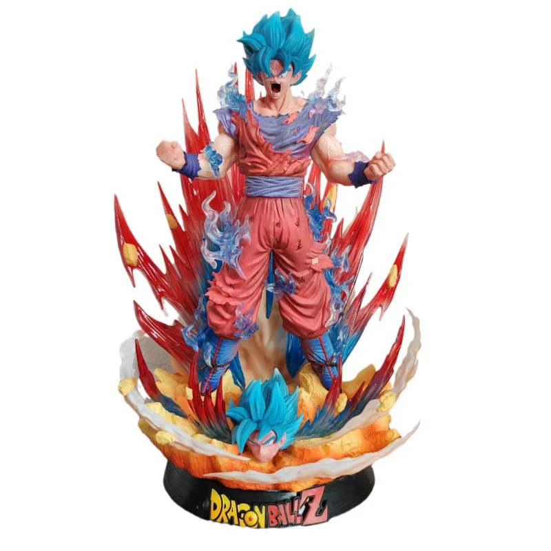 40Cm Dragon Ball Anime Figuur Super Saiyan God Blauw Kaiouken Goku Actie Cijfers Explosieve Goku Pvc Model Beeld Beeldje Speelgoed