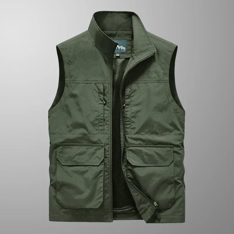 Men Summer Outdoor Work Safari Fishing Travel Photo Hiking Vest with Pockets Gym Jogging Running Sport Sleeveless Mesh Waistcoat