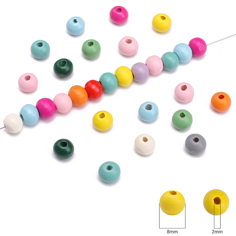 8mm 50Pcs/Bag Wooden Solid Color Spray Painted Round Beads Unique Loose Beads Handmade DIY Making Jewelry Bracelets Earrings Acc - view 4