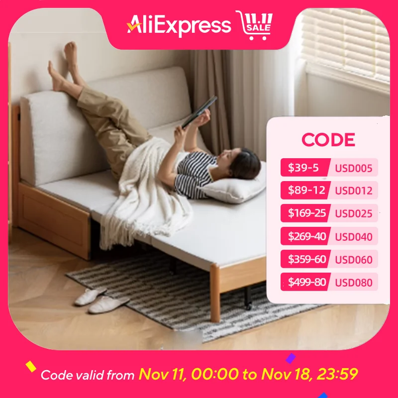 

Моющийся льняной минималистичный диван-кровать, бежевый скандинавский итальянский дизайнерский диван для спальни, гостиной, двойной деревянный канапе, мебель для салона