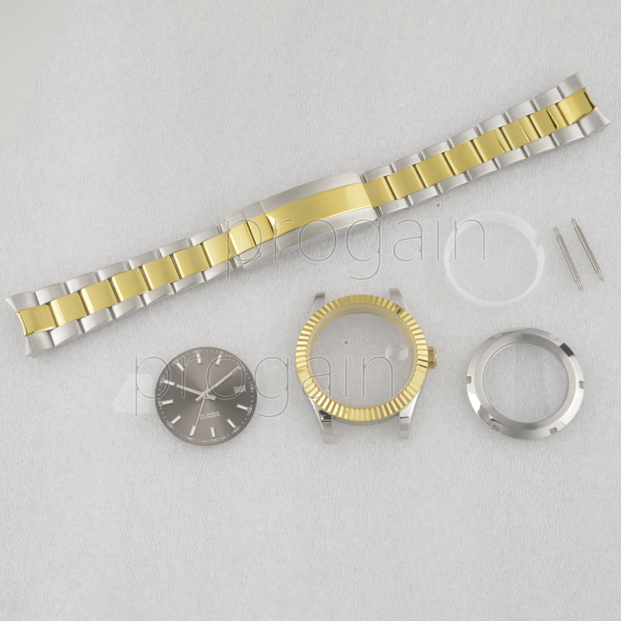 41 mm NH35-Gehäusearmband für Datejust Edelstahl-Oyster-Band, Zifferblatt, leuchtende Zeiger, Saphirglas, passend für NH35-Uhrwerk