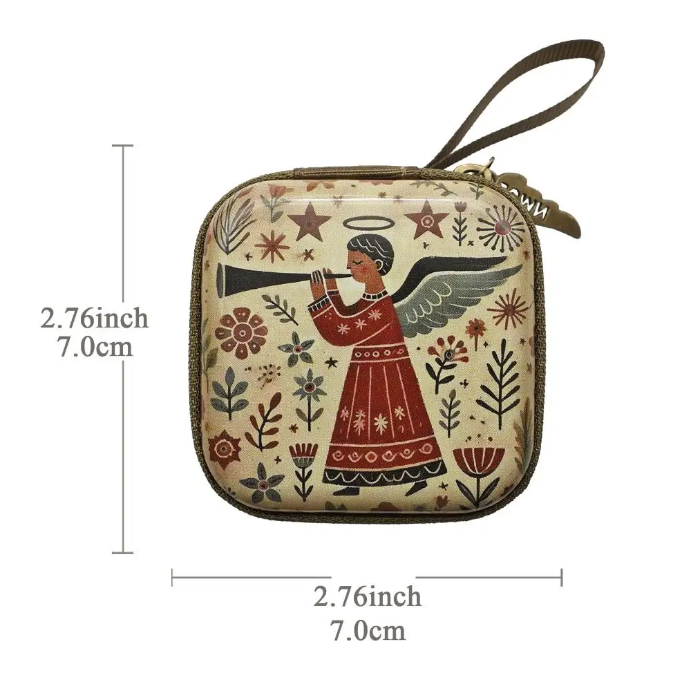 Portable Virgin Mary Prayer Rosary Storage Bag 7x7cm Zippered Religious Articles Cartoon Elegant Christian Jewelry Box Devotees