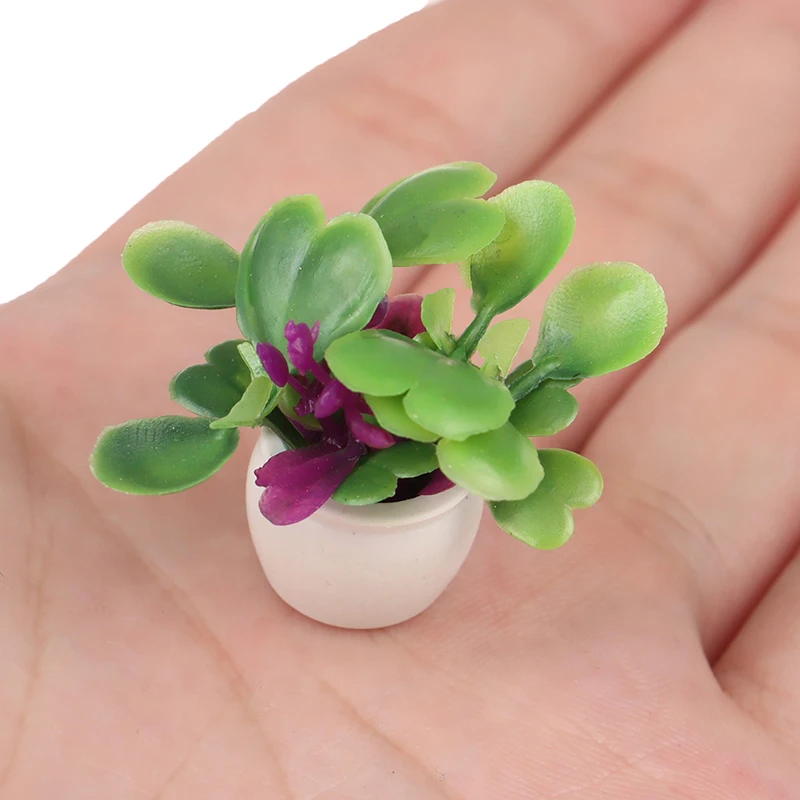 New 1:12 Dollhouse Miniature Green Plant In Pot Furniture Home Decor Accessories Pretend Paly Toys