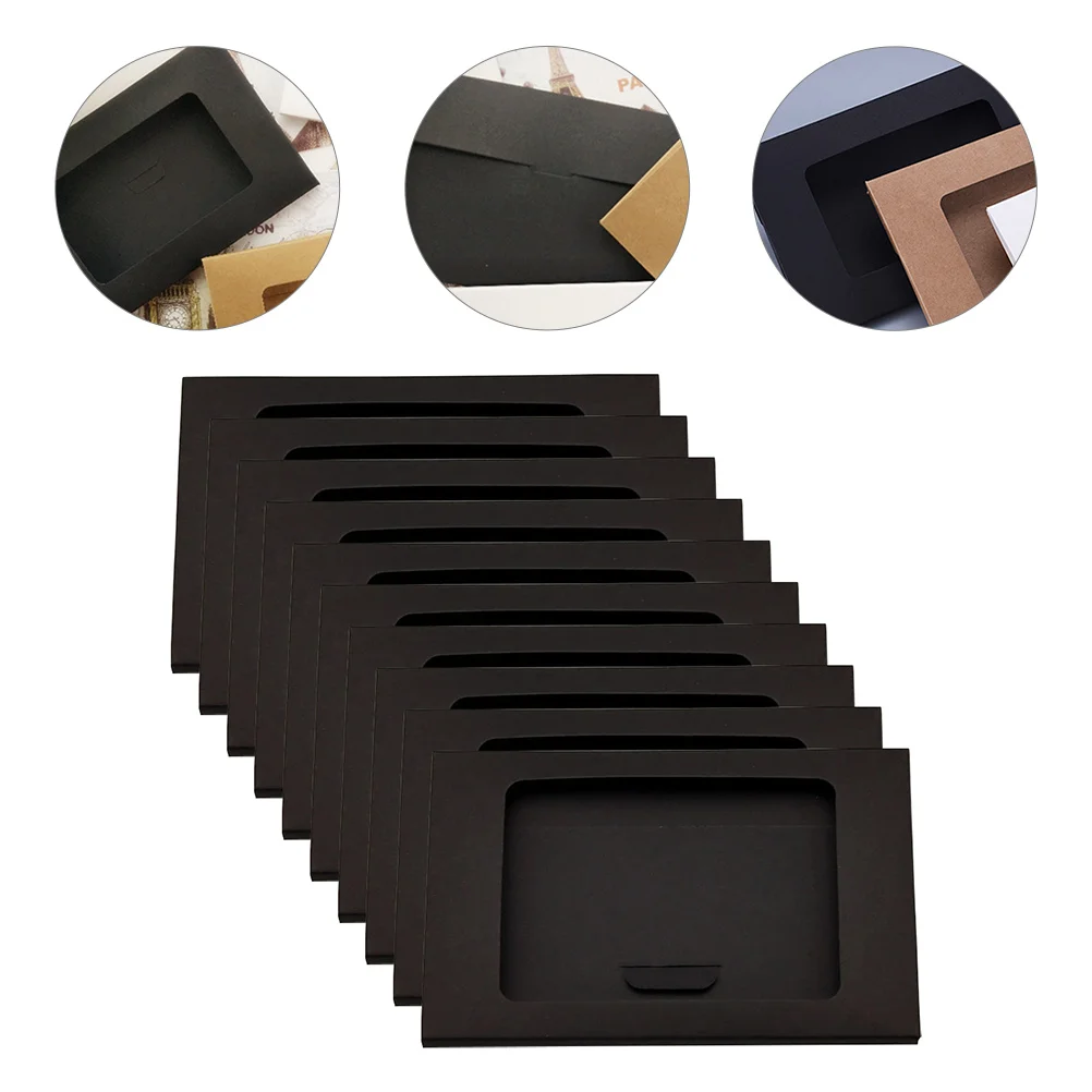 

10 Pcs Envelope Box Packaging Postcard Case Kraft Boxes Paper Mailer Open Window