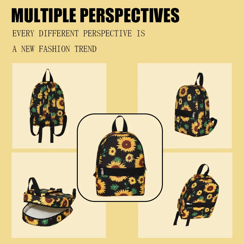 1pc Sunflower Flower Nylon Backpack Large Capacity Daily Commuting Storage Bag Can Hold Water Cups, Books, Clothing, Etc