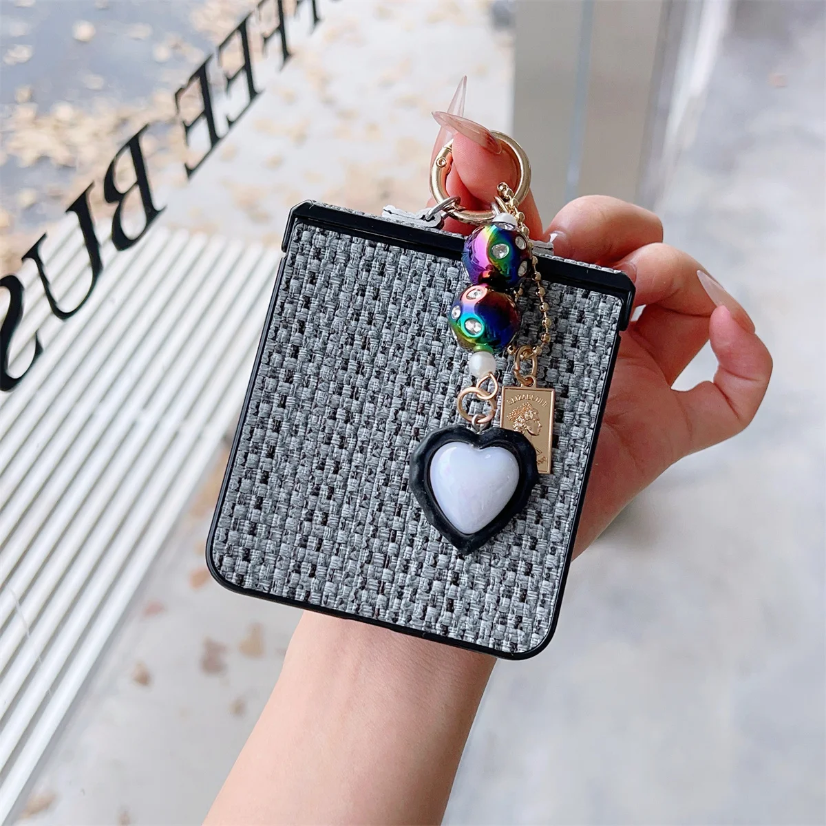 Weaving Leather Heart-shaped P - Phone Cases Z Flip 7 review and price