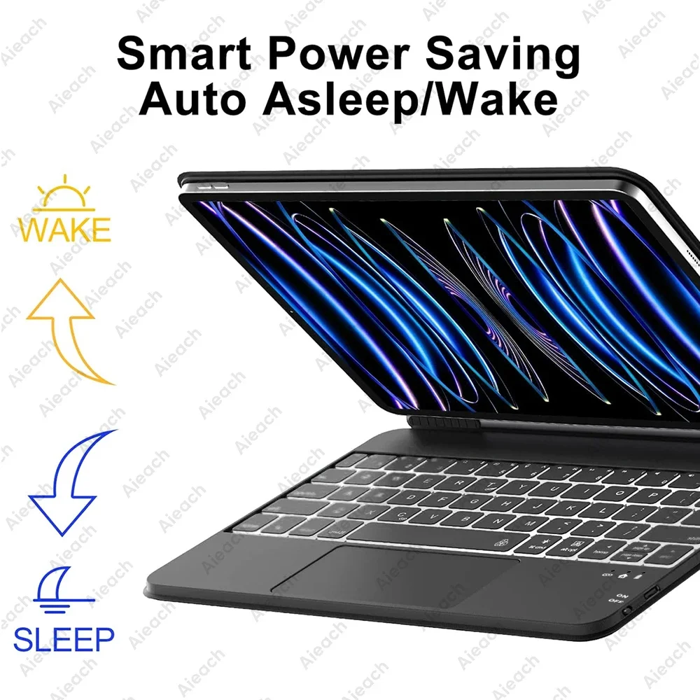 Teclado mágico Bluetooth para iPad Air 4 5 13 11 M2 M3/A16 11th 10th Pro 13 11 M4 12,9 con diseño magnético de Trackpad multitáctil