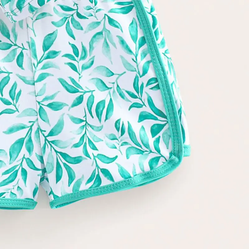 Детский летний купальник, комплект из двух предметов, купальный топ с шортами, купальник с длинными рукавами, быстросохнущий купальный костюм, пляжная одежда с защитой от ультрафиолета