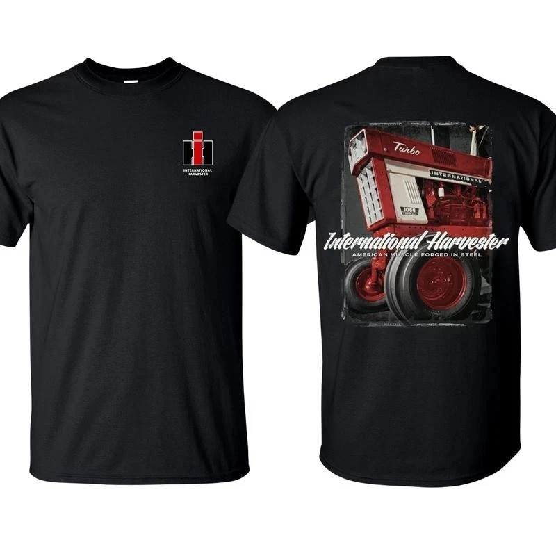 International Harvester T-Shirt Vintage Tractor Cotton Short Sleeve Farm Wear Unisex Style Both of Men and Women