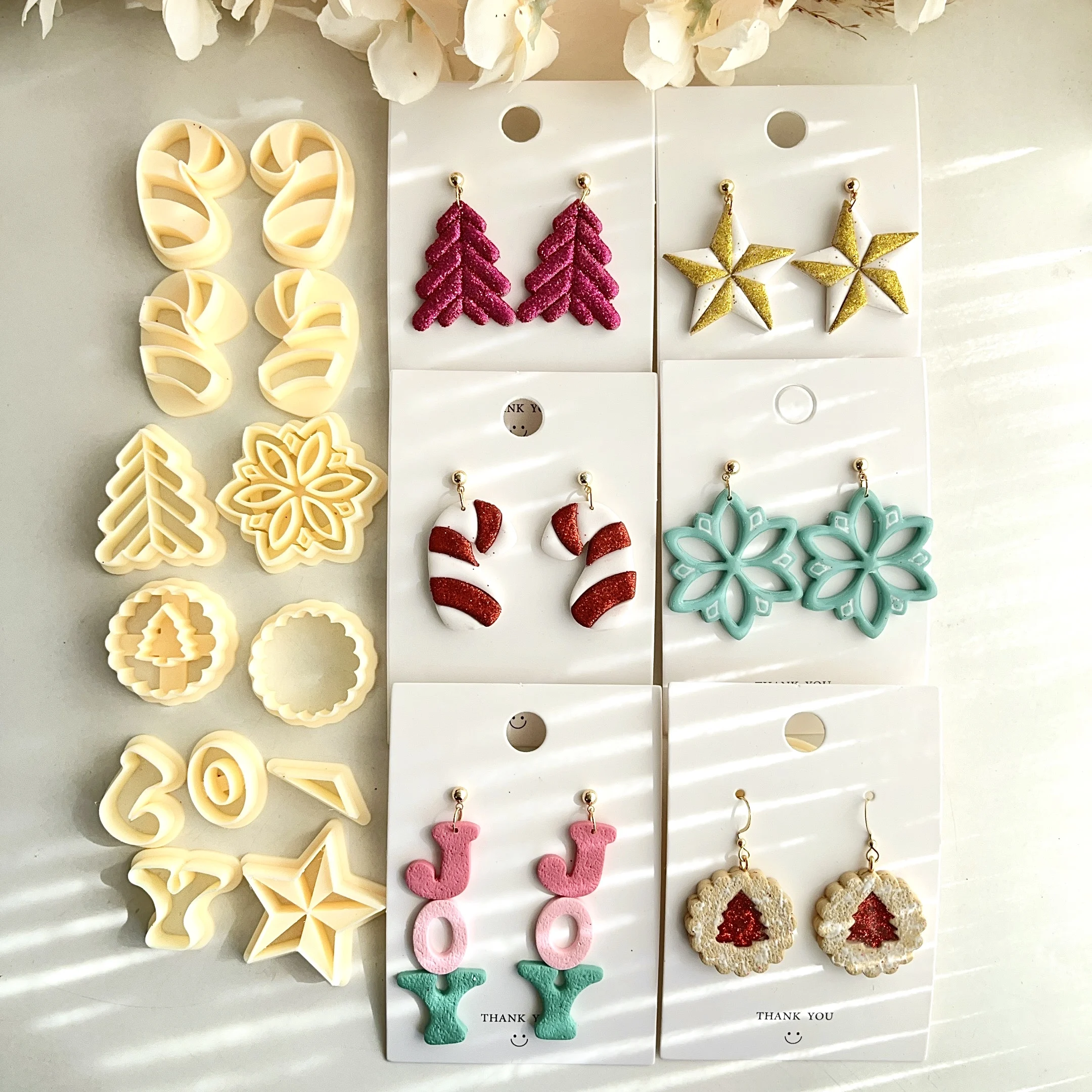 Christmas Polymer Clay Cutters | Winter Clay Cutters | Clay Cutter Set | Clay Cutters for Earring Making | Wreath | Candy Cane |