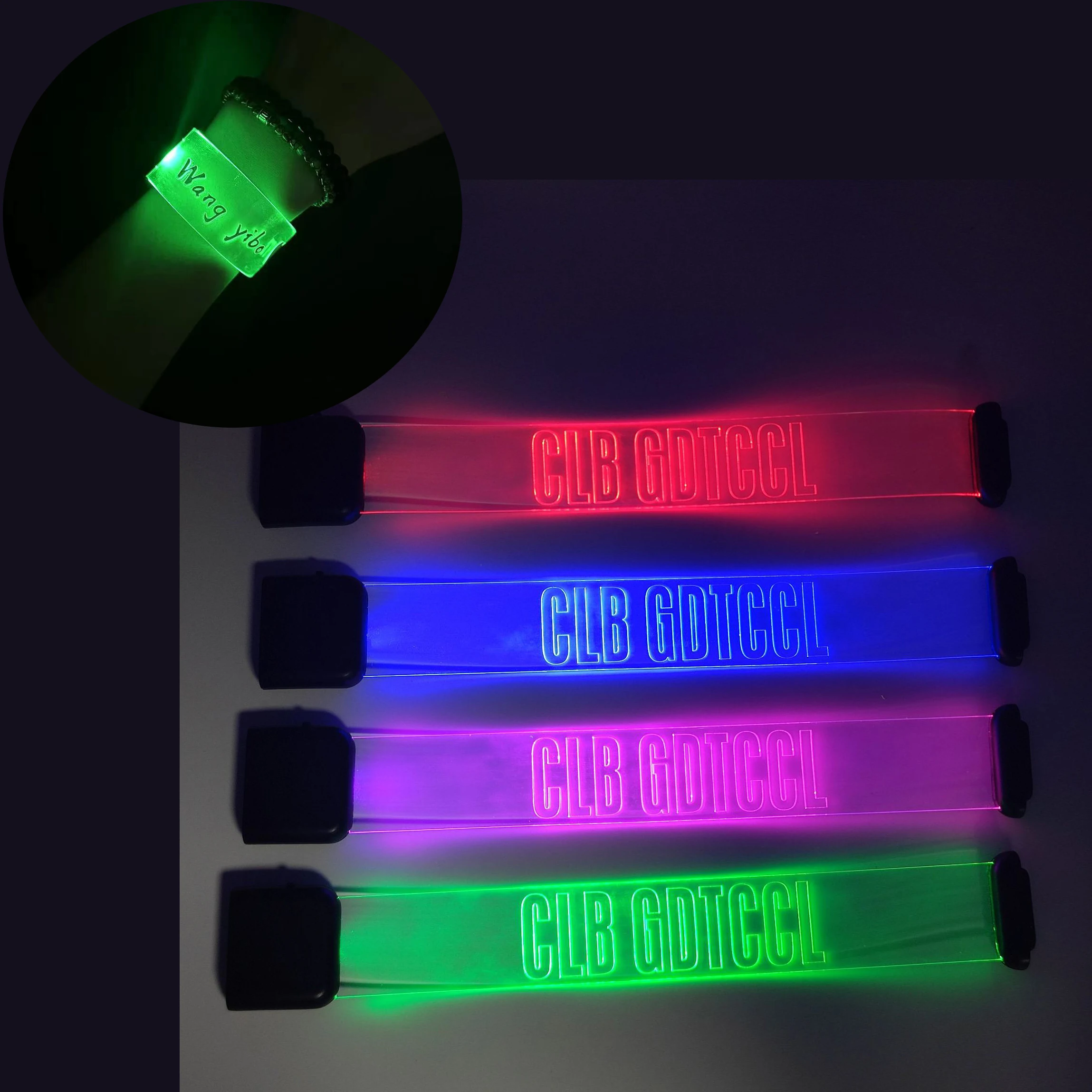 

20/500Pcs Personalized LED Bracelets for Party Glow Flashing Wristband Custom 3 Modes Light Up Armband for Wedding Party Favors