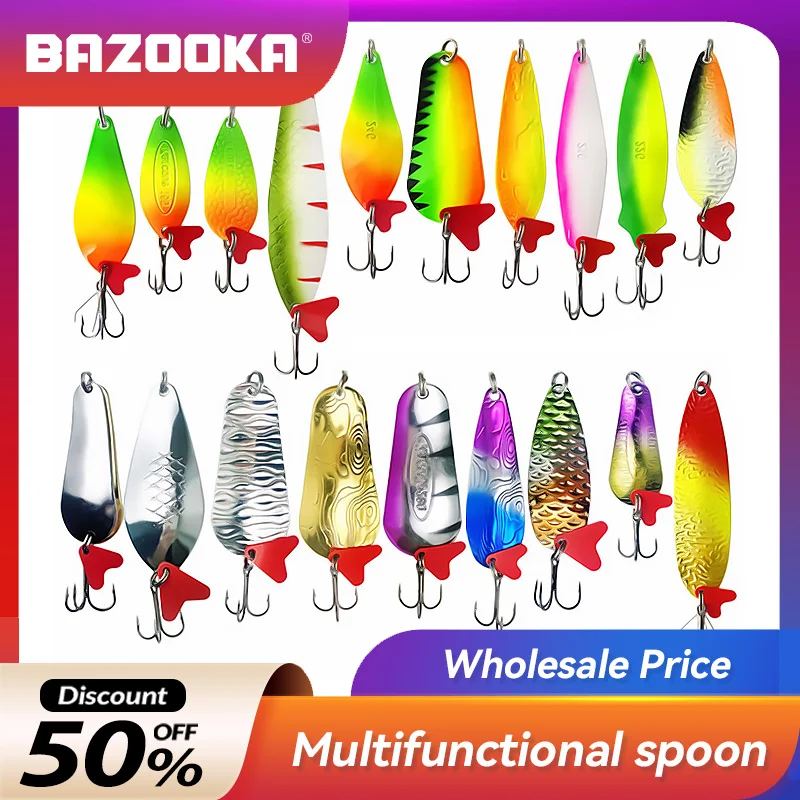 

Bazooka Spoon JIG Fishing Lure Metal Spinner Hard Trout Bait Peche Leurre Sequins Noise Jigging Spinnerbait Perch Bass Winter