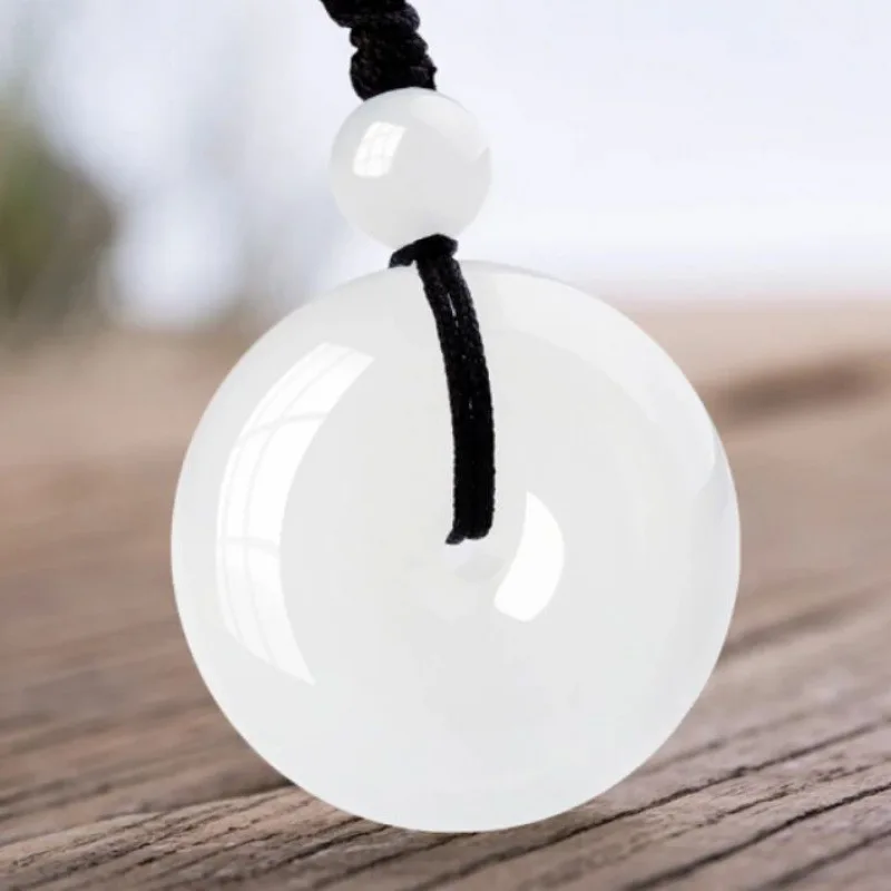 Hotan Sheep Fat White Jade Peace Pendant Men And Women, Suitable Whole Family