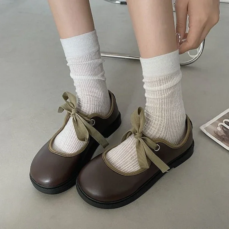 

Туфли для женщин Мэри Джейн с бантом Готические женские туфли на плоской подошве в японском стиле Лолита Удобные и элегантные 2023 Лето Социальный последний