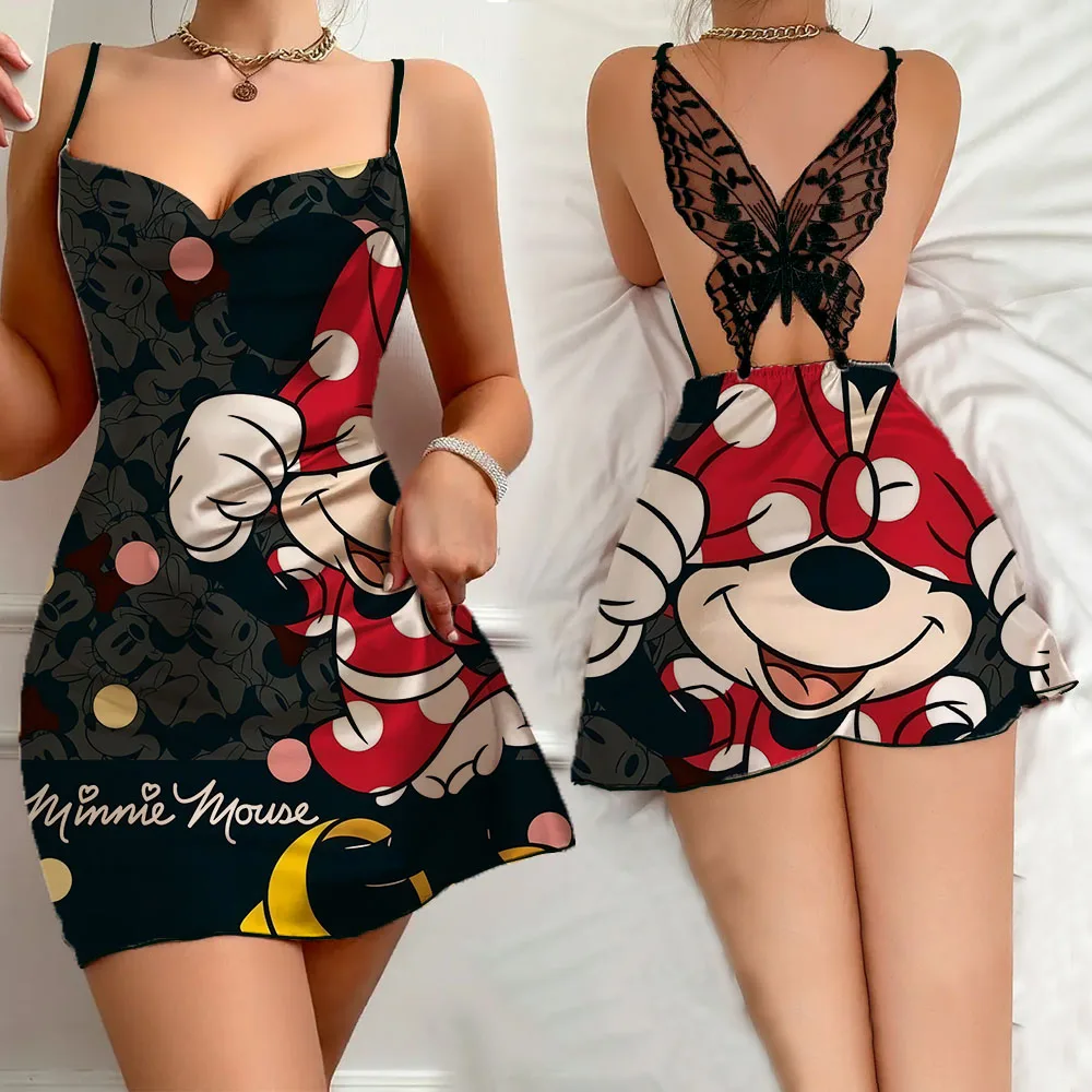 2024 New Summer Sleevesless Sleepwear for Women Cartoon Pattern Female Pajama Sexy Slip Dress Women's Sleepwear Free Delivery