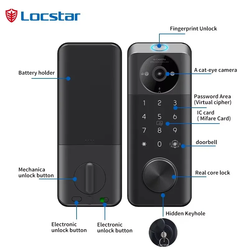 [2026]Locstar High Quality New Design Fechadura Digital Serrure Cerradura Intelligente TTlock App Smart Keyless Entry Door Water