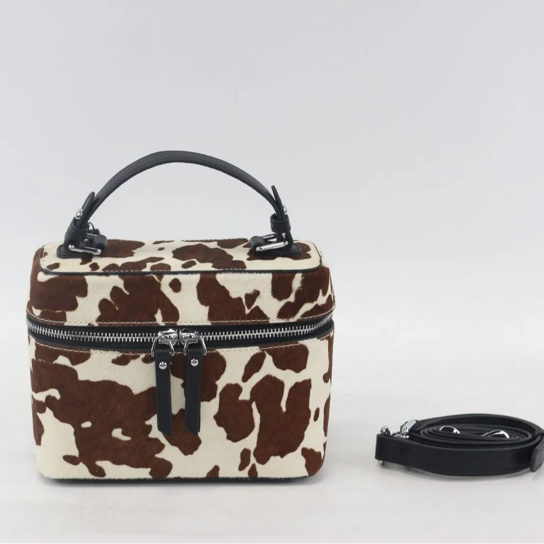 

Retro Leopard Pattern Box Handheld Bag Autumn Winter New Large Capacity Casual Vintage Square Shape One Shoulder Crossbody Bag