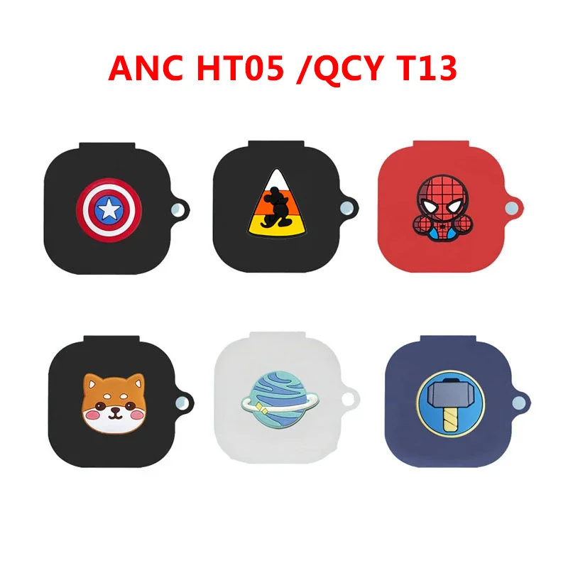 Funda de silicona para auriculares QCY, cubierta de dibujos animados para Melobuds, ANC, HT05, QCY, T13, caja de accesorios para audífonos