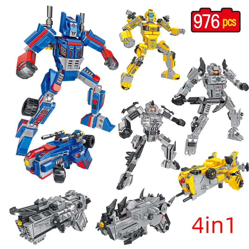 

976pcs 4 In 1 SWAT City Police pistol Station Robotic Armor Building Blocks Police Figures Bricks Toys For children gifts