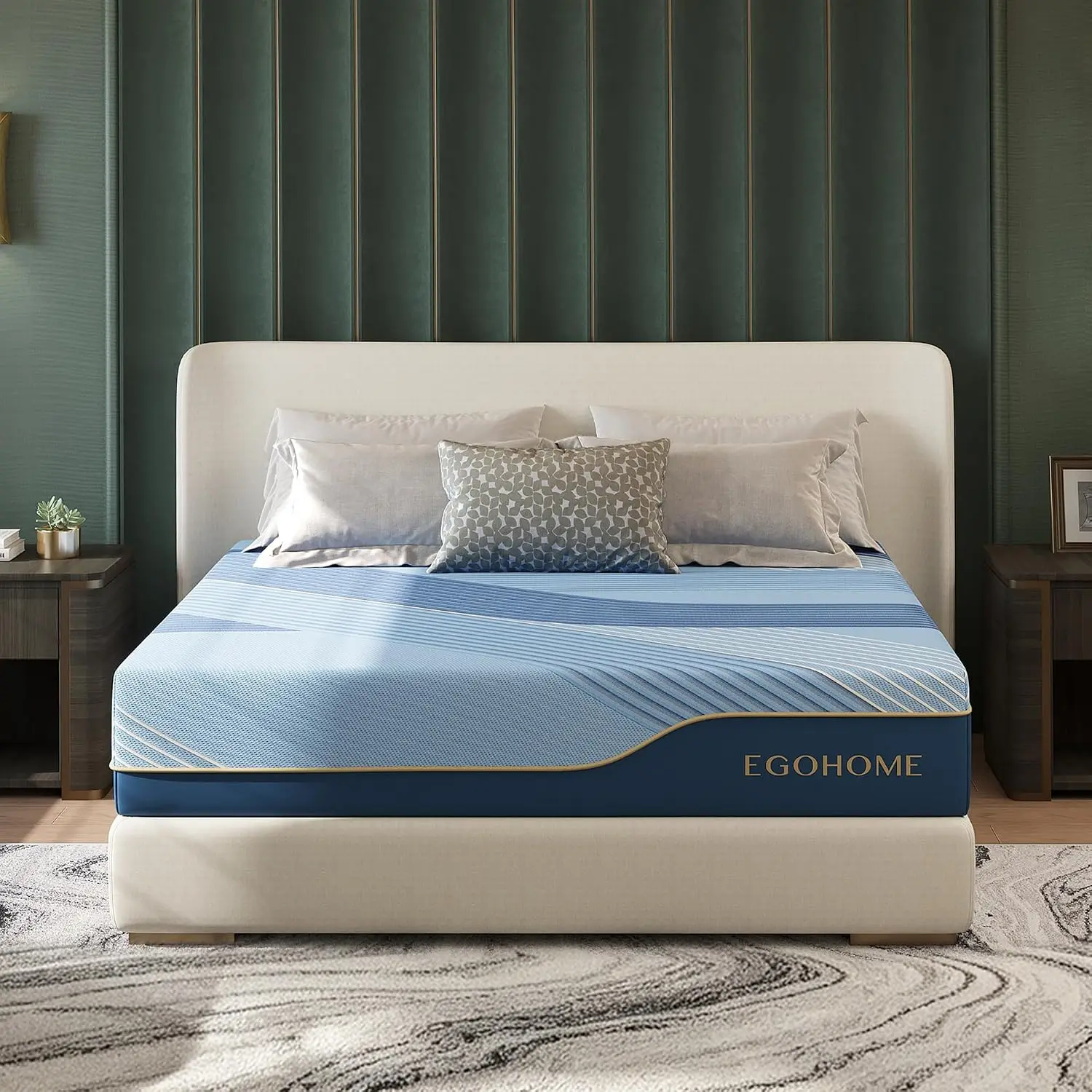 Queen Mattress, 14 Inch Hybrid Gel Memory Foam, Medium Plush