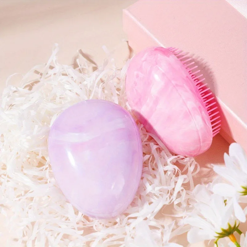 WANMEI Marble Mini Detangling Egg Round Shape Hair Brushes Anti-knotting Hair Smoothing Combs Anti Static Massage Hair Care Tool