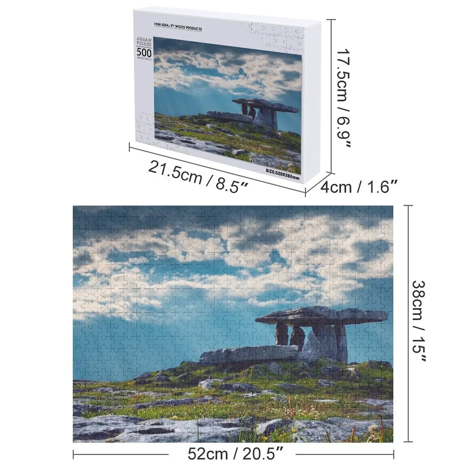 Poulnabrone Dolmen بازل قطع الحيوانات الخشبية مخصص هدية الطفل تركيبات خشبية للأطفال لغز
