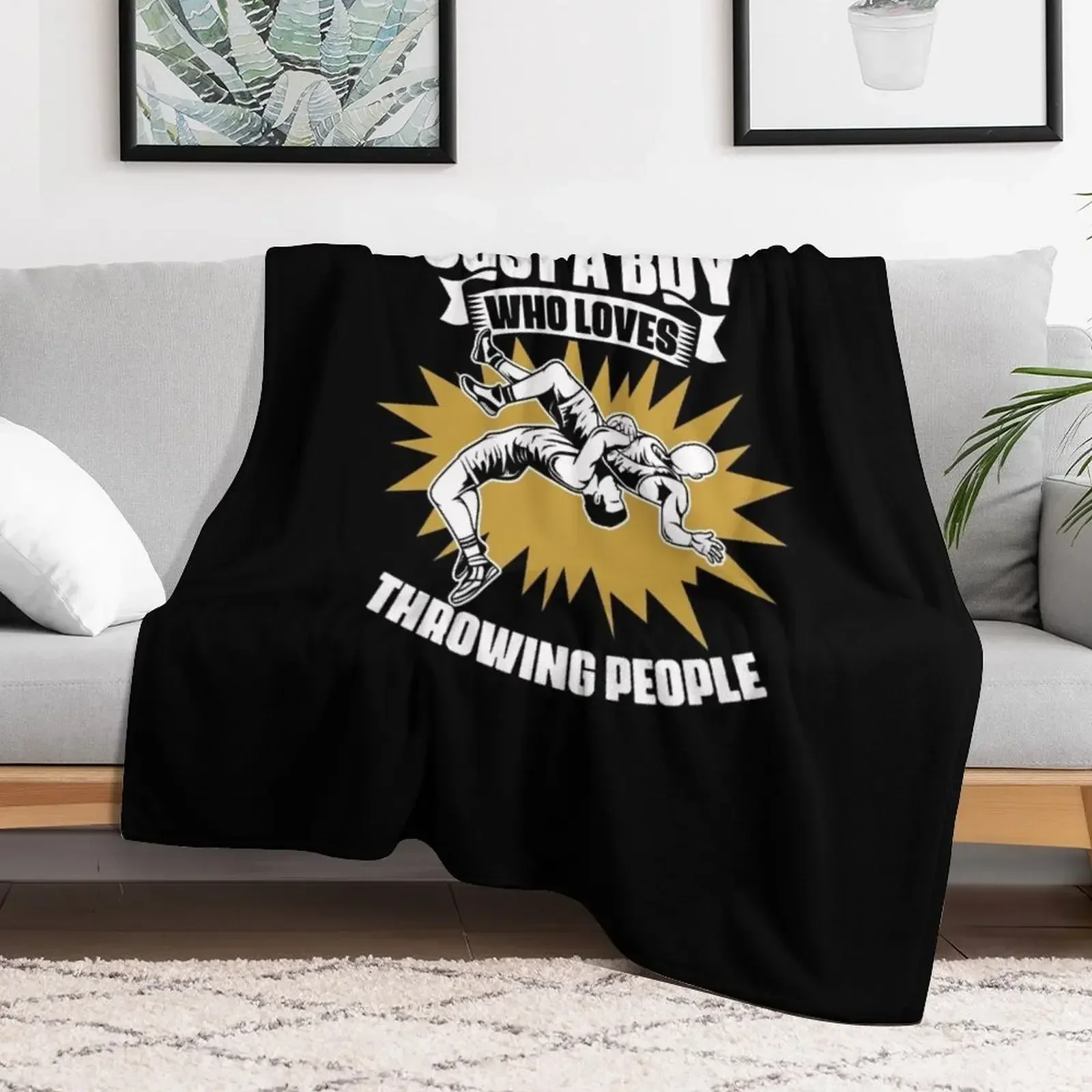 Just A Boy Who Loves Funny Wrestling Sports Fan For Wrestler Throw Blanket For Sofa Thin Luxury Shaggy For Baby Blankets