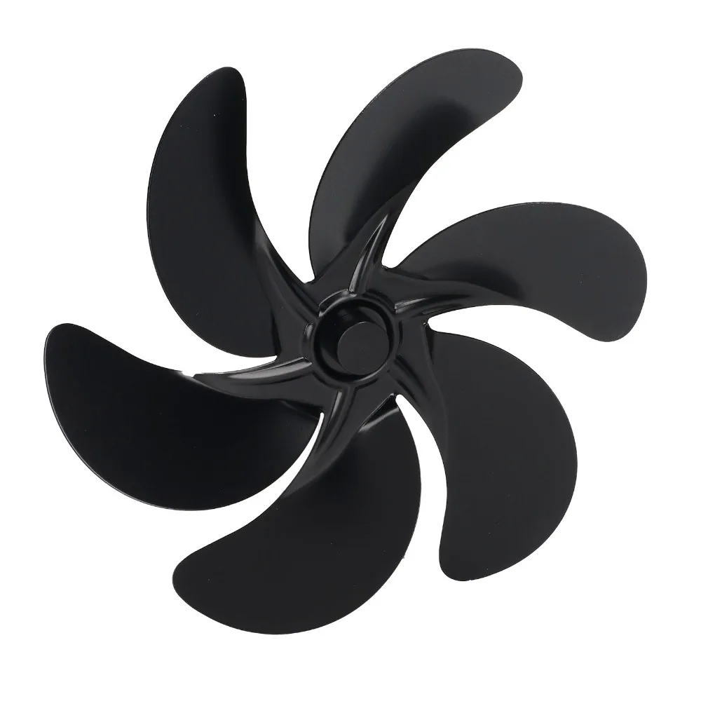 

6-лопастные лопасти для вентилятора печи, алюминиевый сплав с шестигранным ключом, винтовые лопасти для вентилятора камина, устойчивые к высоким температурам, черные