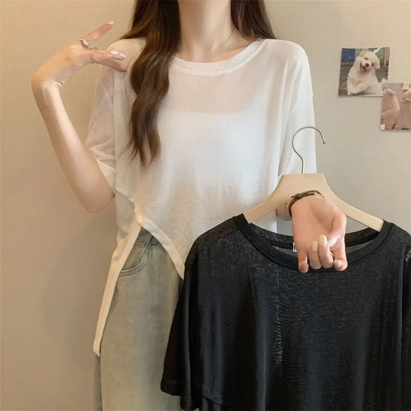 2024 Summer New Women's Fashion and Elegance Versatile V-neck Sweet  With Ruffle Edge Top