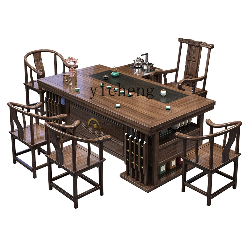 

ZK solid wood tea table and chair combination new Chinese office coffee table tea set household tea table