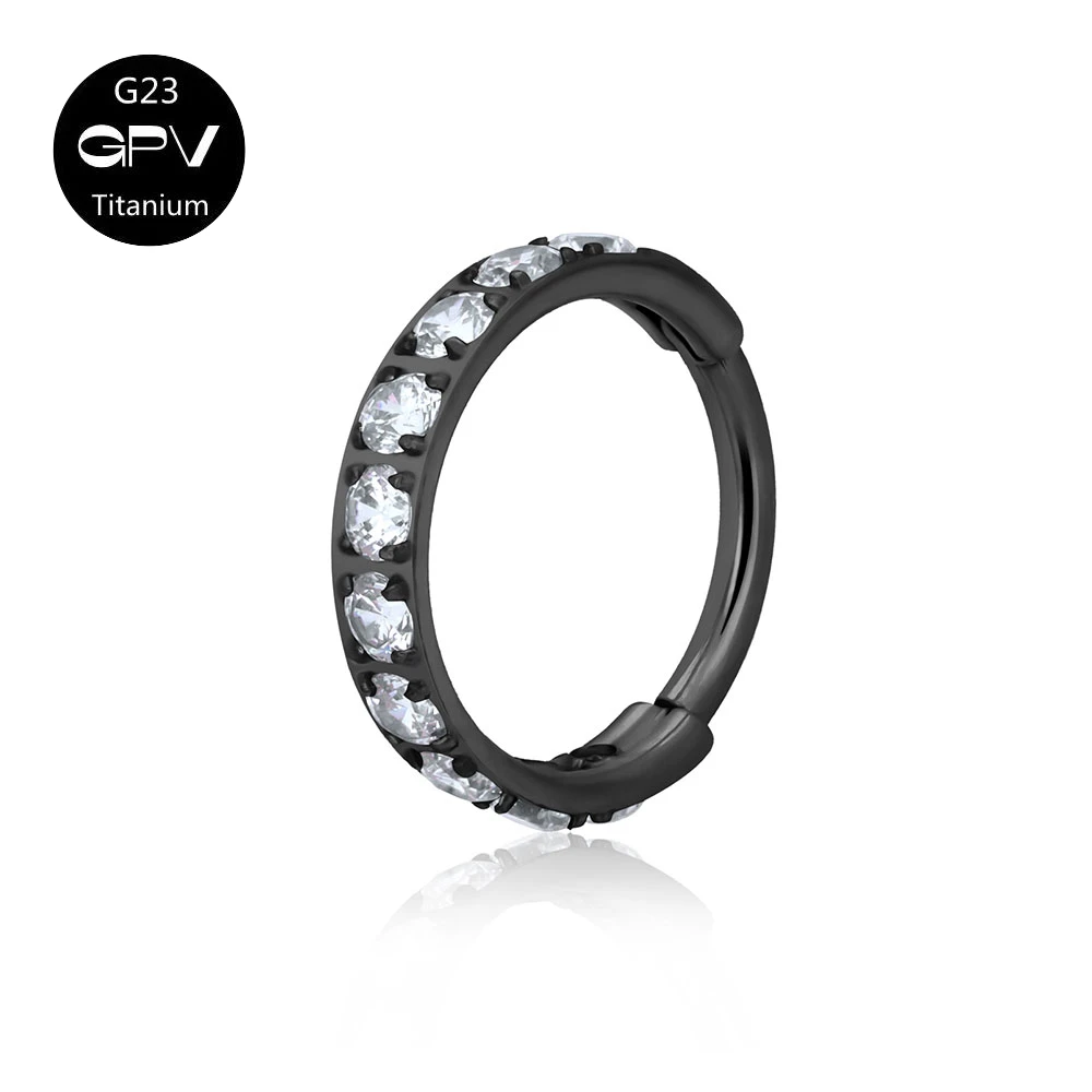 Luxus Quadrat Zirkon G23 Titan Nasenring Vakuum Vergoldet Punk Piercing Schmuck Septum Ring Ohrringe Für Männer Und Frauen