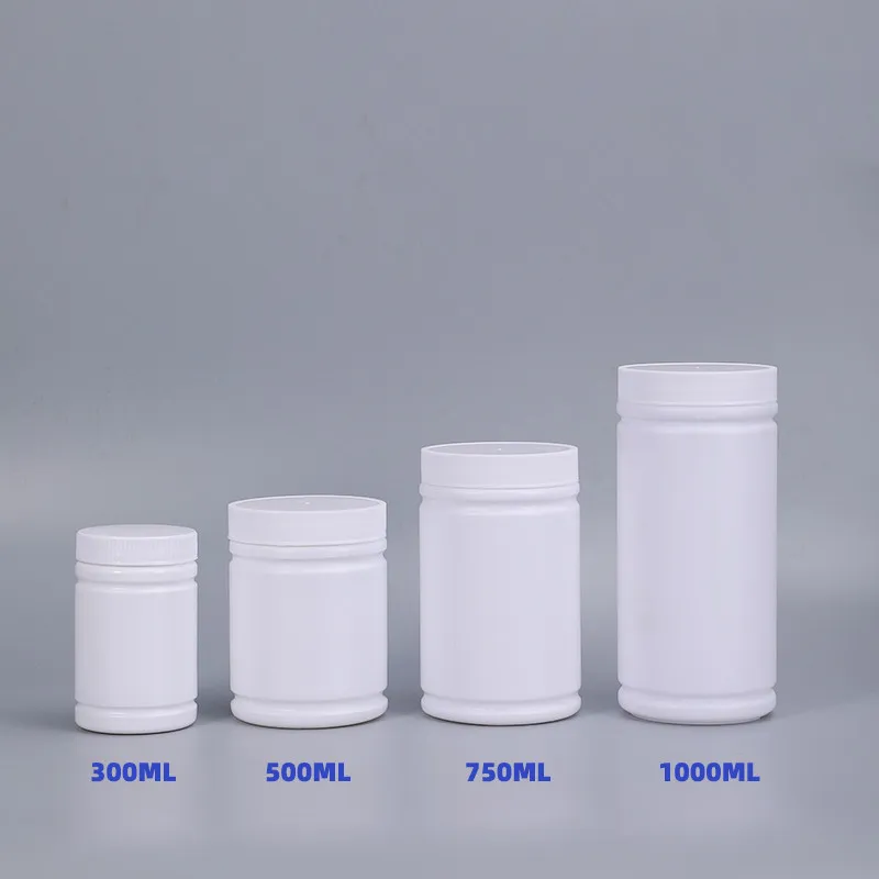 300ML-1000MLPlastic Jar Blow Molded HDPE Material Screw Cap with Aluminum Foil Gasket White Plastic Tank Sealed Leakproof 1 pcs
