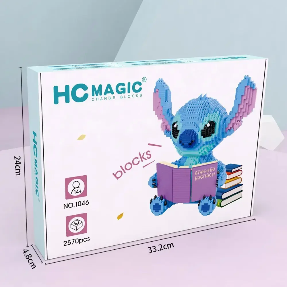 Reading Book Stitch Diamond Building Block Micro Lilo & Stitch Figure 2570pcs+ 1046 Cute 3D Model For Mini Bricks Children Toys