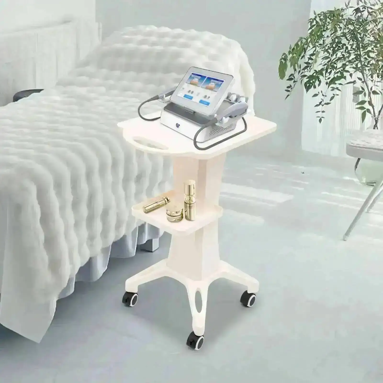 Beauty Wheelcart Trolley Salon Stand Cart Rolling Spa Storage Rack Shelf Work Station 50kg Hairdressing Professional