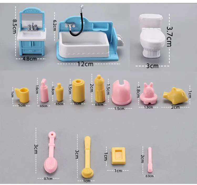 Mini lavabo de baño de simulación para niños, juego de inodoro, Micro muebles, modelo de juguete, juguetes de Casa de juegos para niñas, accesorios de casa de muñecas