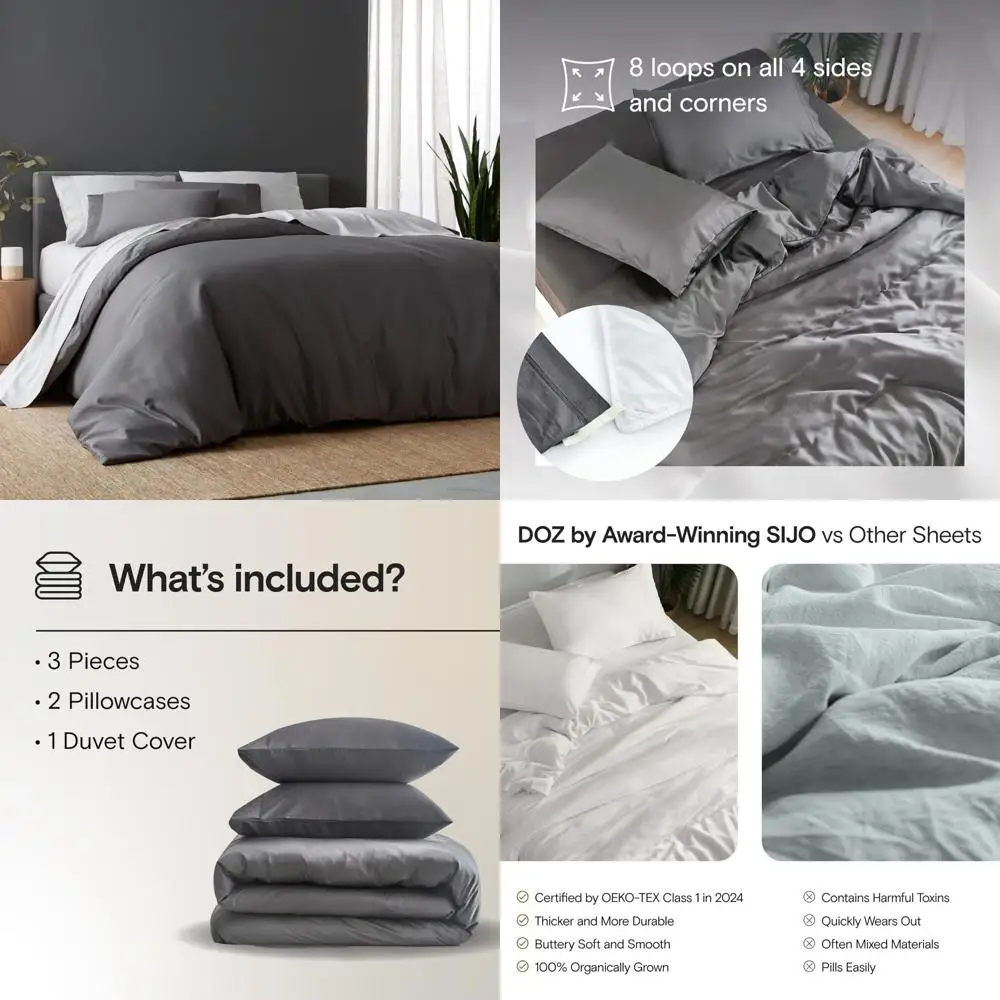 

Комплект пододеяльников из органического бамбука и вискозы, мягкий и охлаждающий, высокий GSM, цельное постельное белье