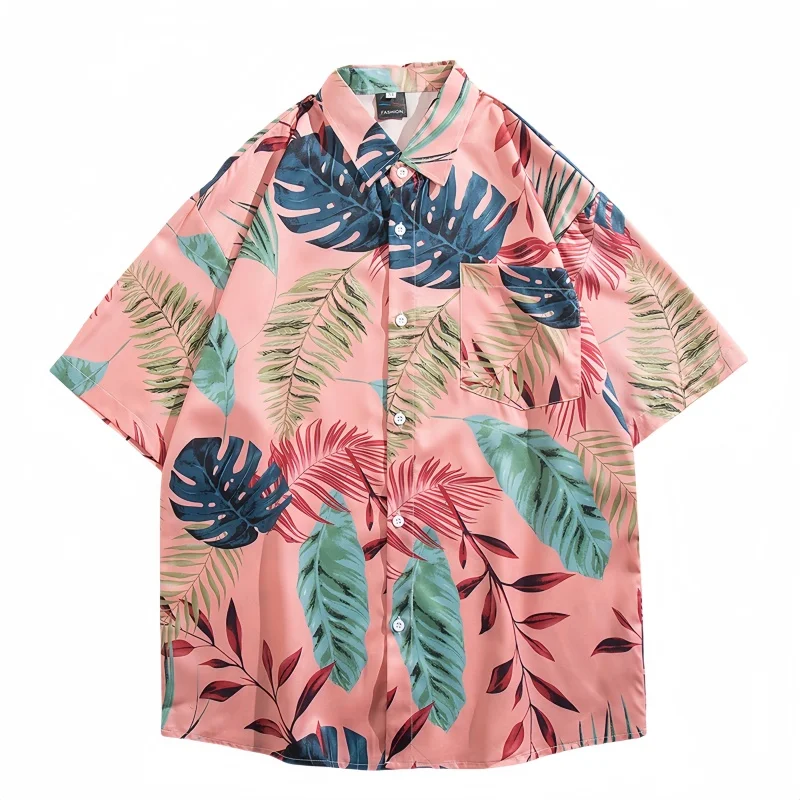 Summer Men's Vintage Hawaiian Beach Short Sleeve Floral Shirt Fashion Handsome Loose Fitting Casual Seaside Shirt