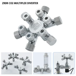 Aquarium CO2 shunt CO2 regulator multi-way shunt regulating valve aluminum alloy CO2 multi-pass 2-6 shunt fish tank supplies